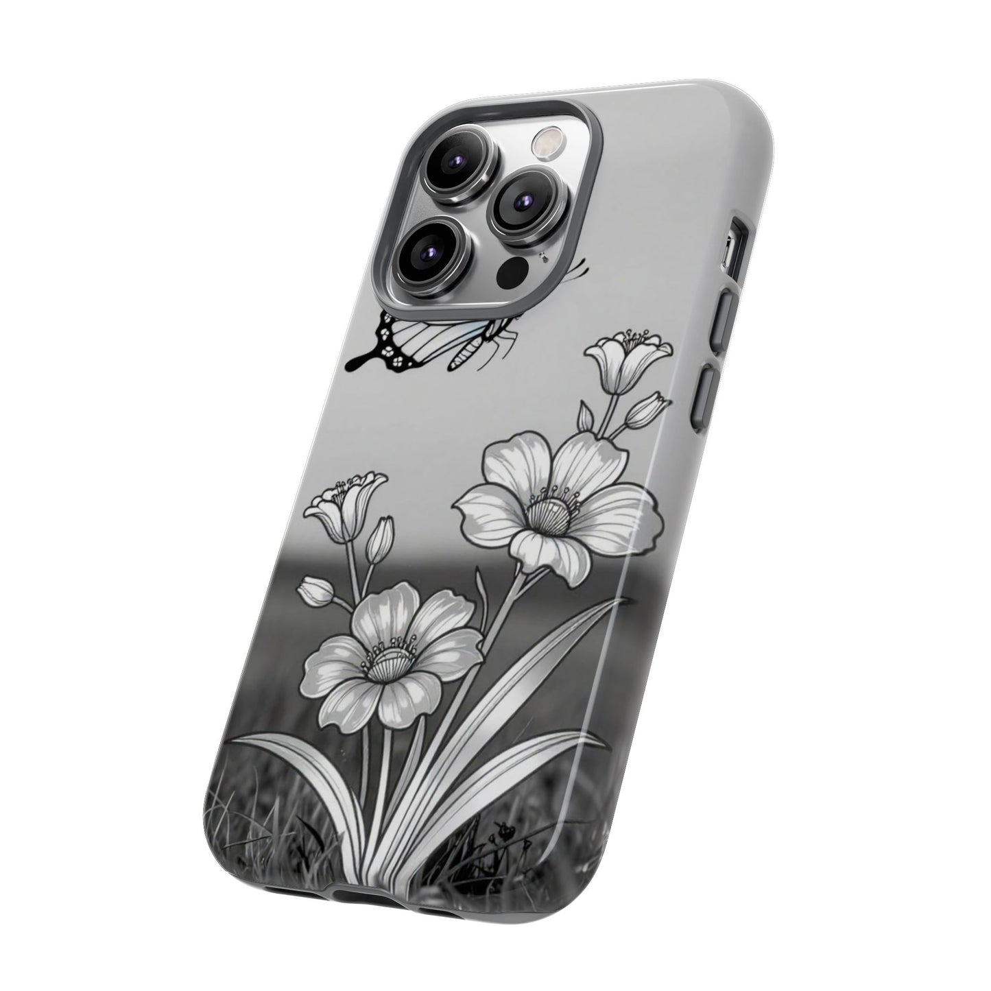 Butterfly & Wildflower Tough Phone Case — Durable Floral Phone Cover