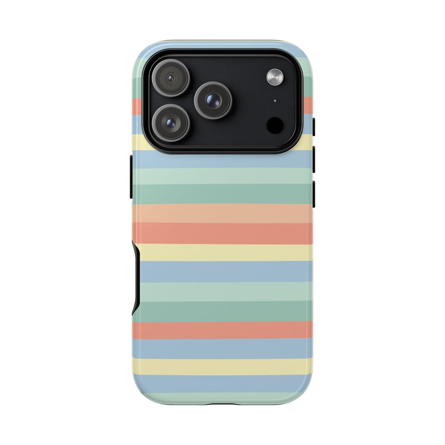 Pastel Striped Phone Case — Retro Horizontal Multi-Color Tough Case