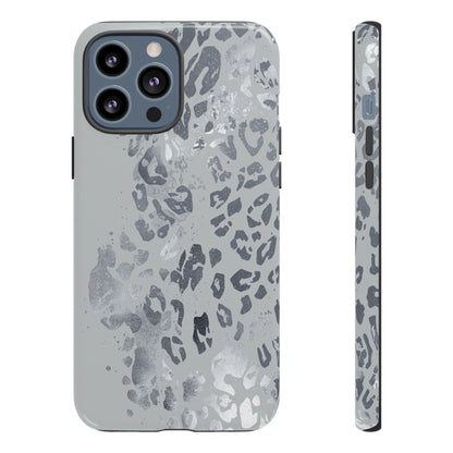 Gray Leopard Print Tough Phone Case