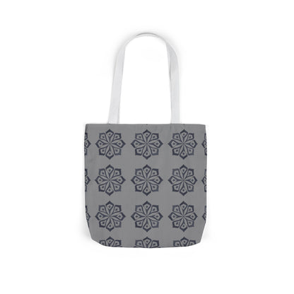Gray Floral Pattern Canvas Tote Bag — Reusable Everyday Shopping Tote