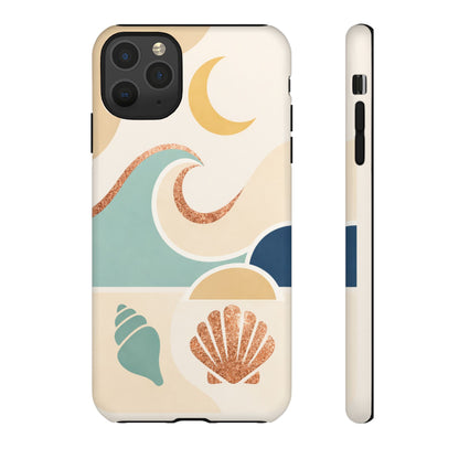 Sea Breeze Tough Phone Case — Retro Waves & Shells Design