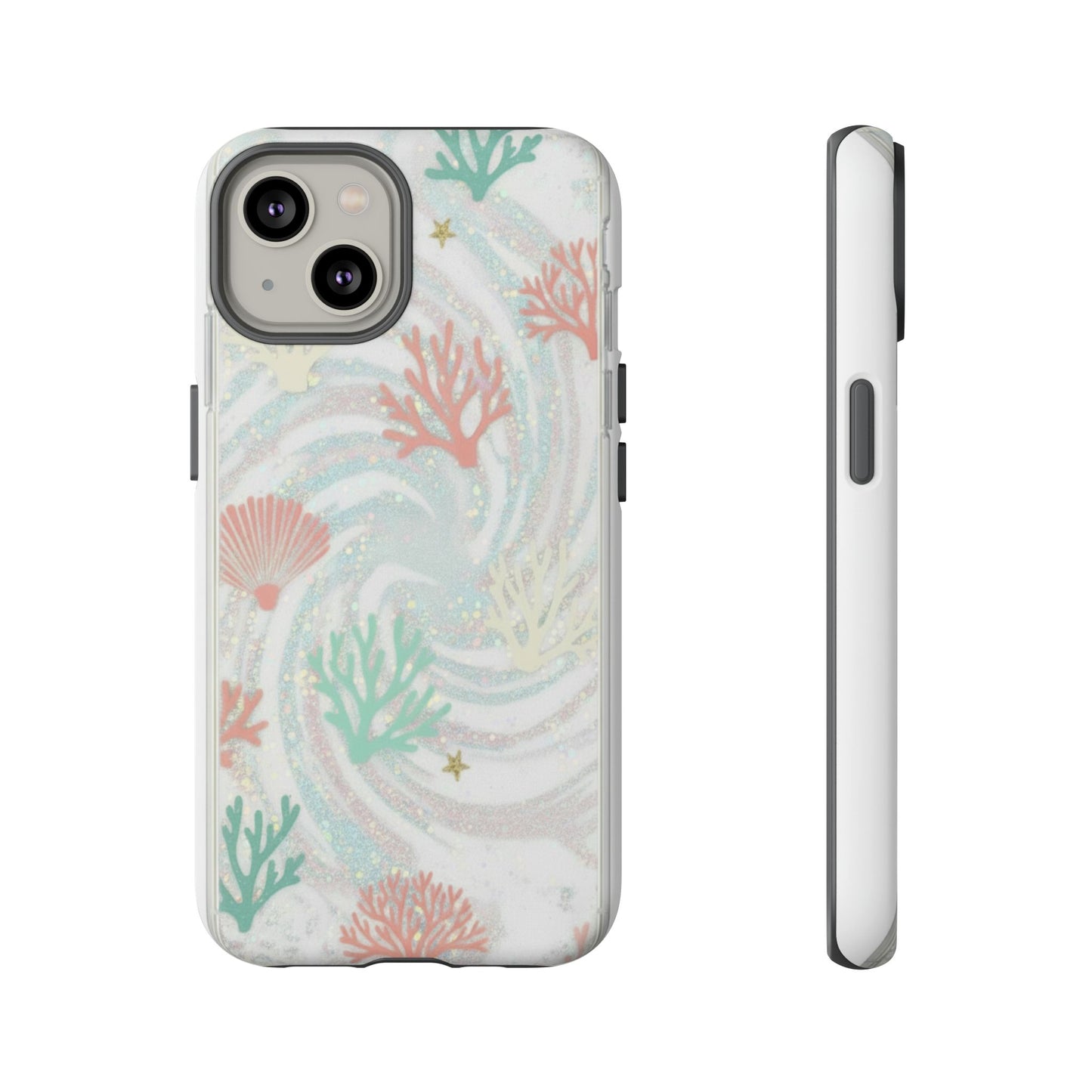 Seafoam Coral Tough Phone Case - Pastel Ocean Wave Design