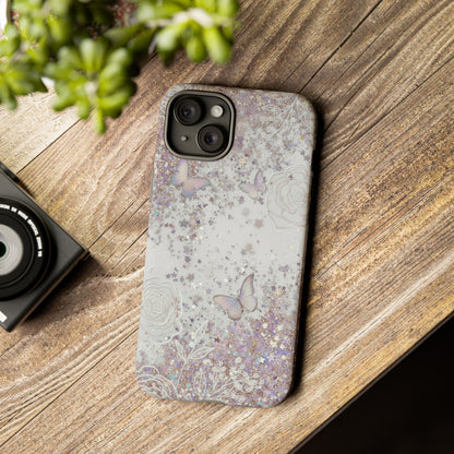 Butterfly Glitter Tough Phone Case — Floral Sparkle Protective Case