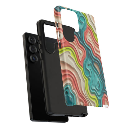 Abstract Contour Phone Case — Colorful Topographic Pattern Tough Case