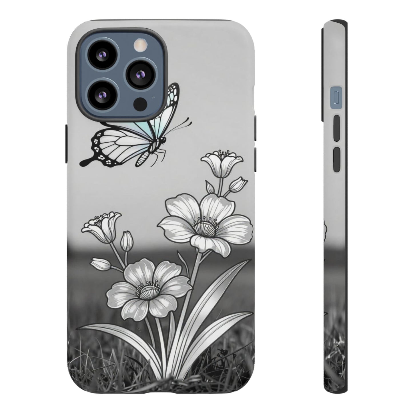 Butterfly & Wildflower Tough Phone Case — Durable Floral Phone Cover
