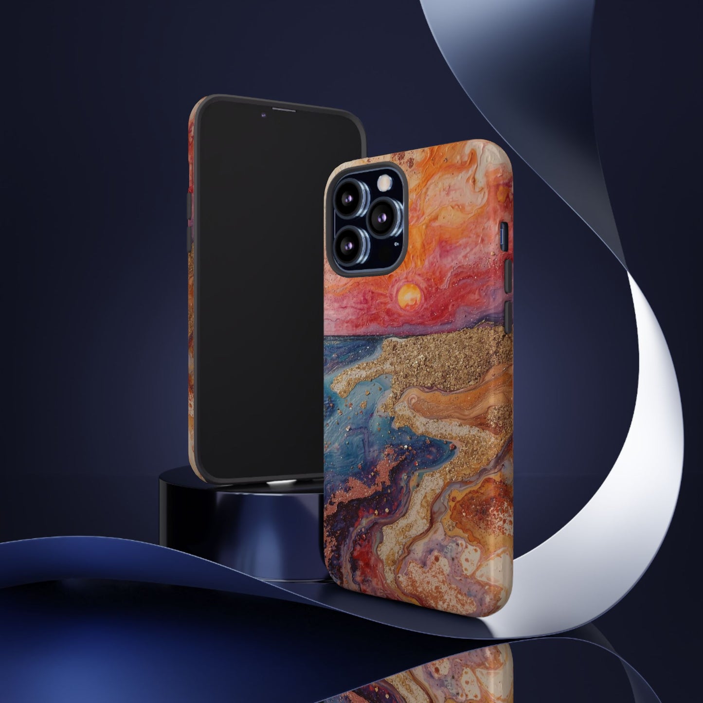 Sunset Coast Phone Case — Colorful Abstract Beach Art Tough Case