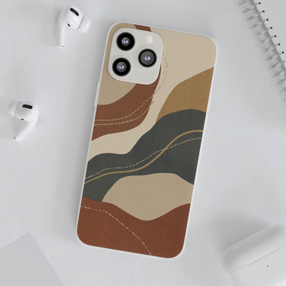 Abstract Earth Tone Phone Case — Boho Wavy Flexi Case
