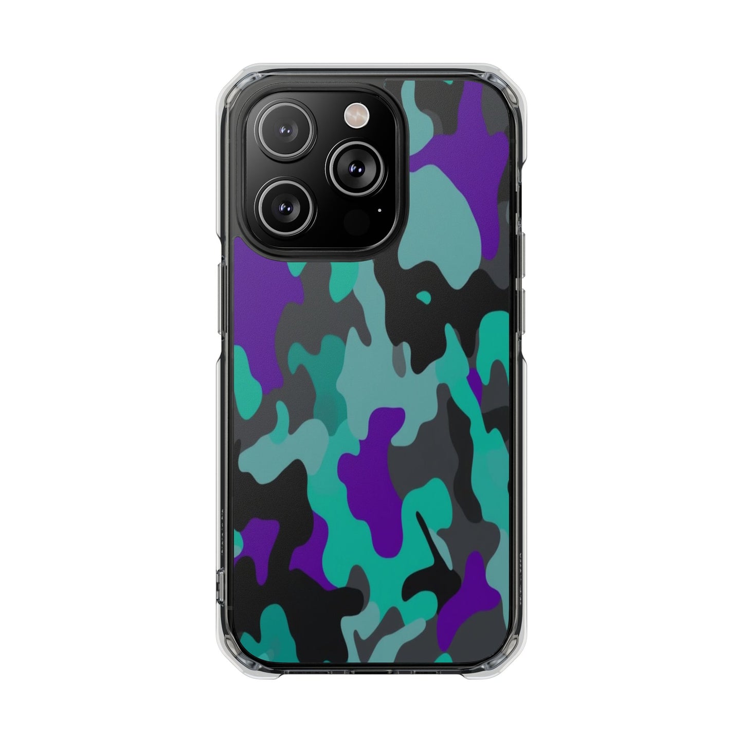 Camouflage Clear Magnetic Impact Phone Case — Teal & Purple Camo