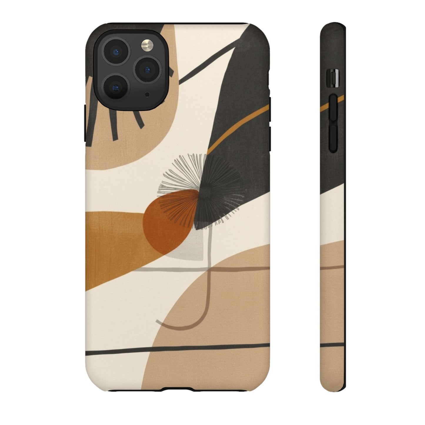 Abstract Earth Tone Phone Case — Mid-Century Minimalist Tough Case