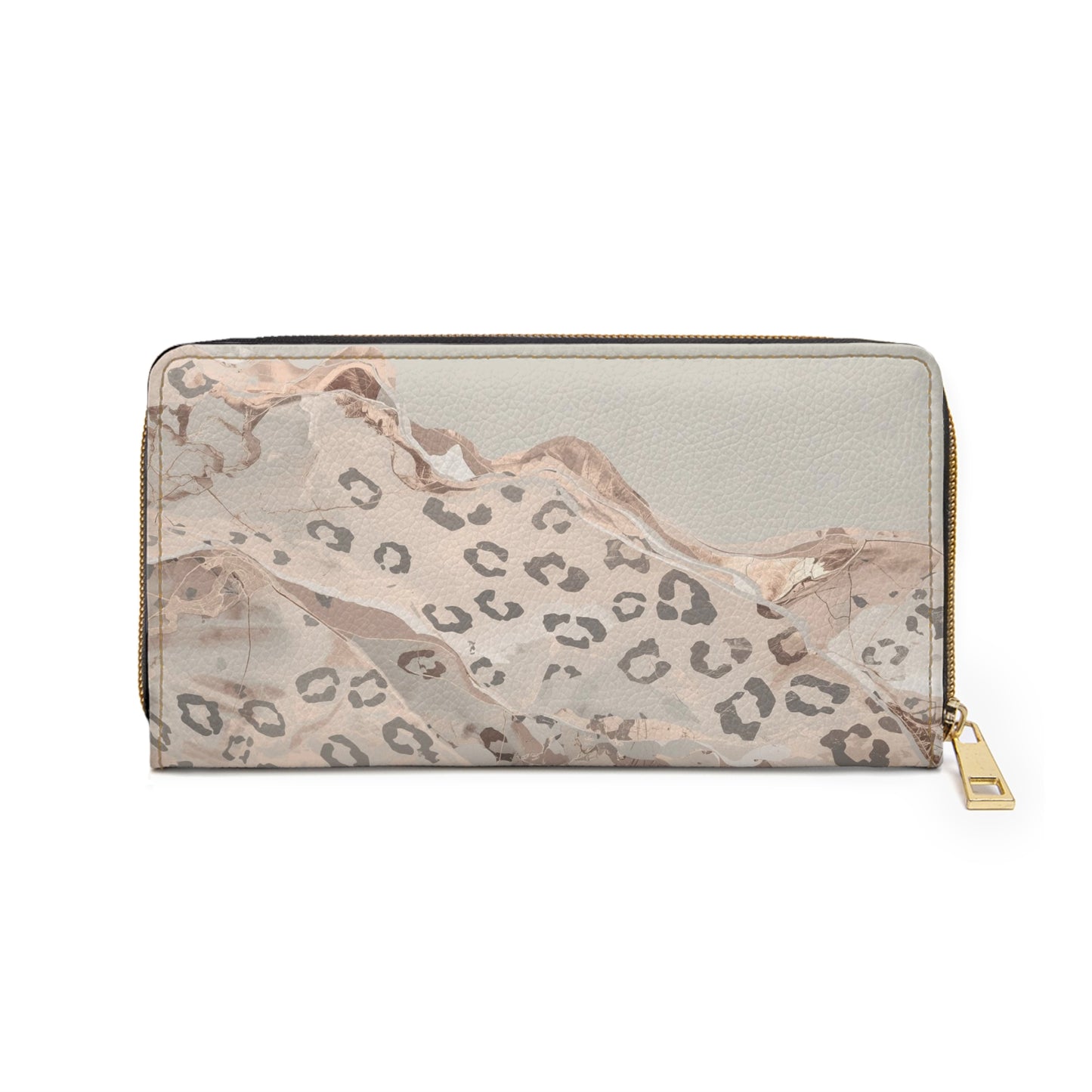 Leopard Breeze Zipper Wallet — Neutral Animal Print RFID Clutch