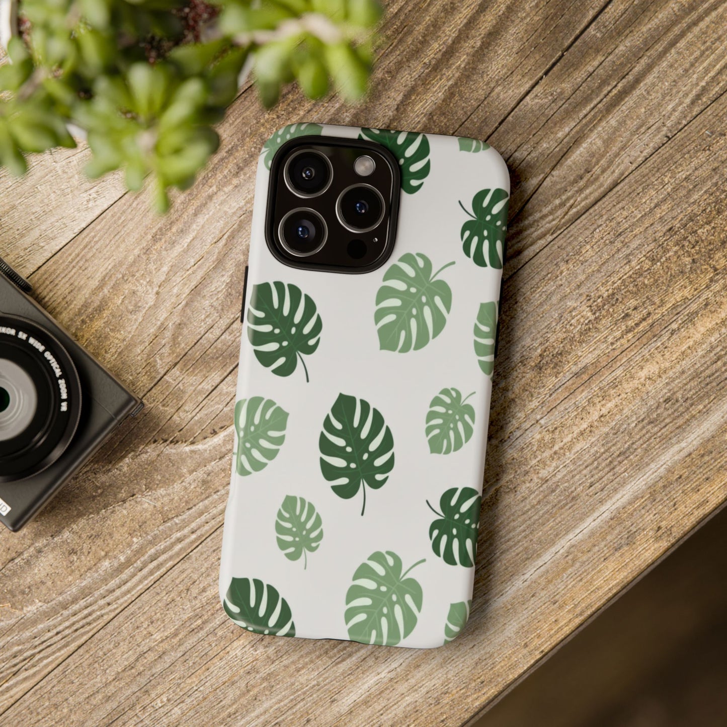 Monstera Leaf Phone Case — Tropical Green Pattern Tough Case