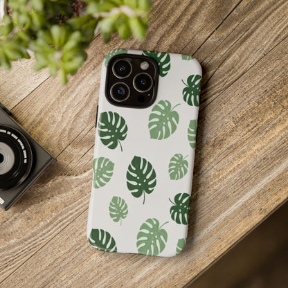Monstera Leaf Phone Case — Tropical Green Pattern Tough Case