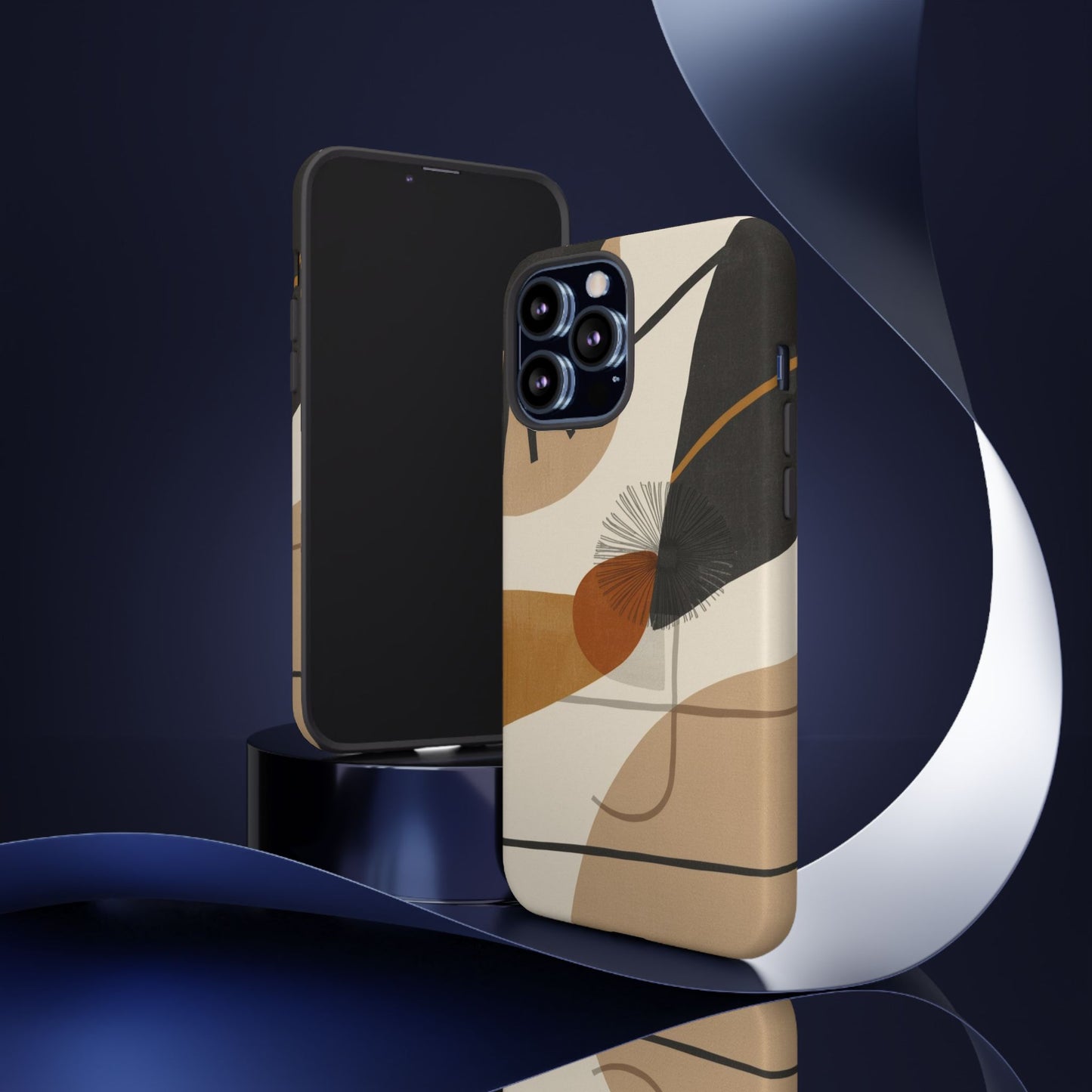 Abstract Earth Tone Phone Case — Mid-Century Minimalist Tough Case