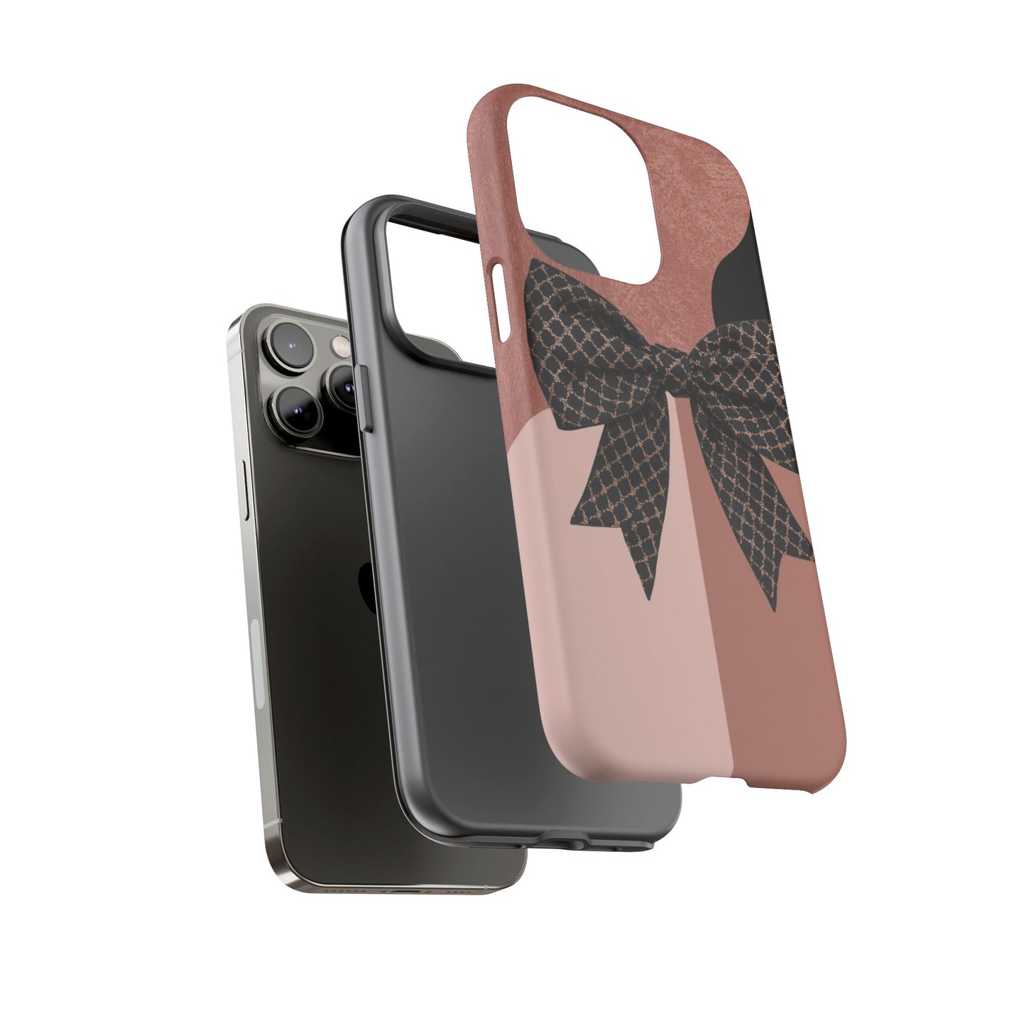 Bow Stripe Tough Phone Case – Pink Mauve Protective Cover