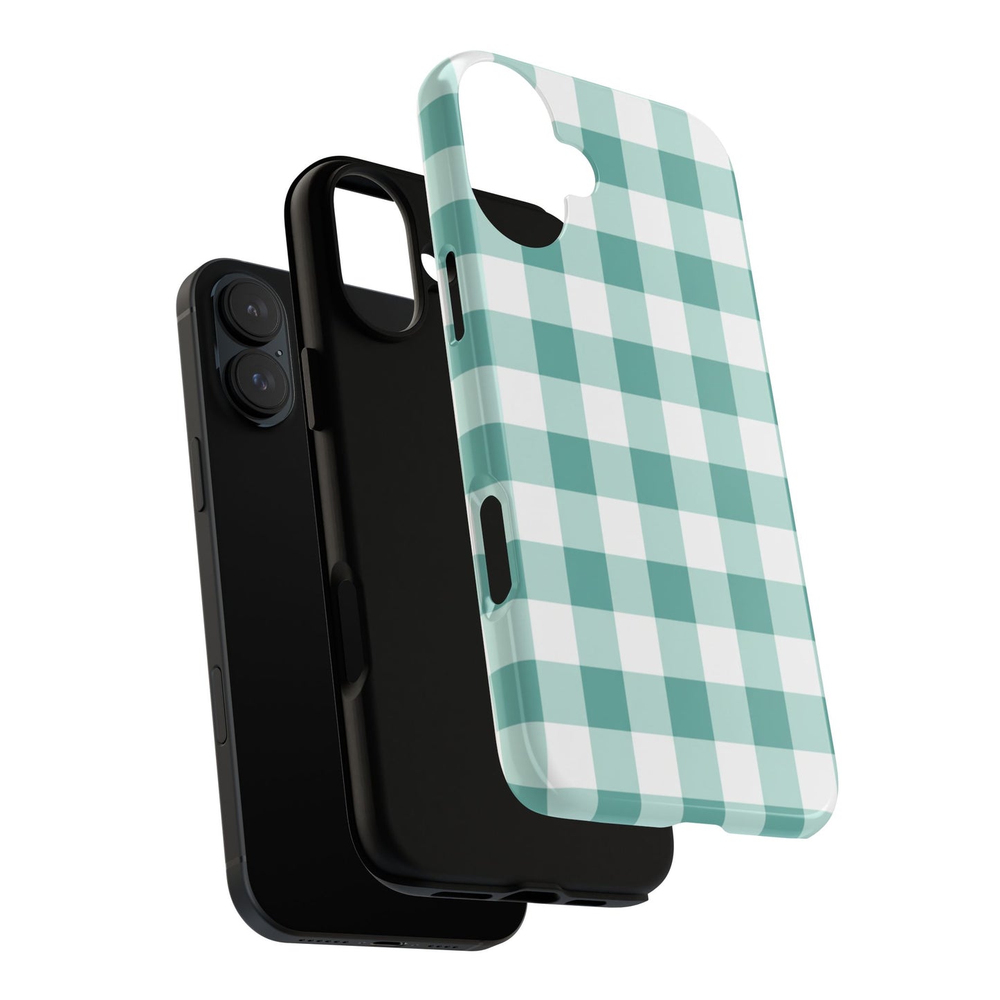 Mint Green Buffalo Check Tough Phone Case — Durable Plaid Protective Cover
