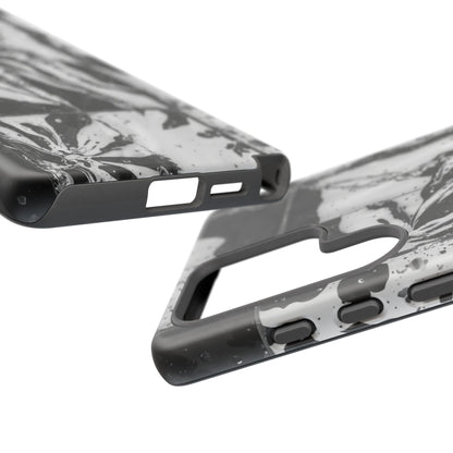 Monochrome Tile Floral Tough Phone Case
