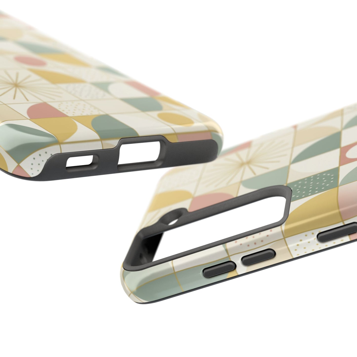 Retro Geometric Tough Phone Case — Pastel Midcentury Pattern