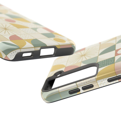 Retro Geometric Tough Phone Case — Pastel Midcentury Pattern