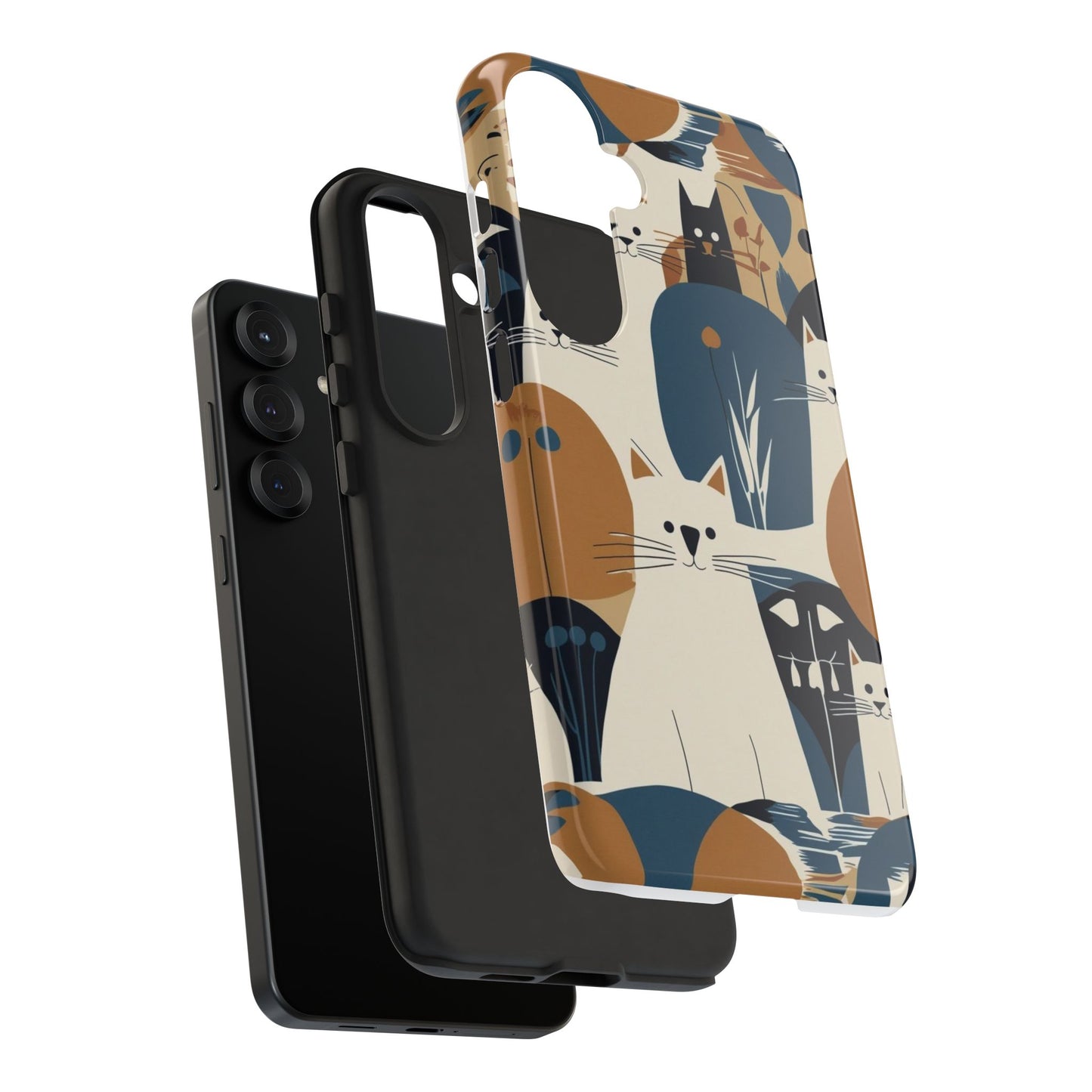 Cat Pattern Phone Case – Retro Abstract Cats Protective iPhone Cover