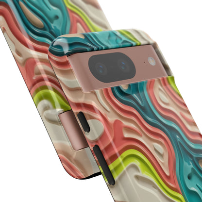 Abstract Contour Phone Case — Colorful Topographic Pattern Tough Case