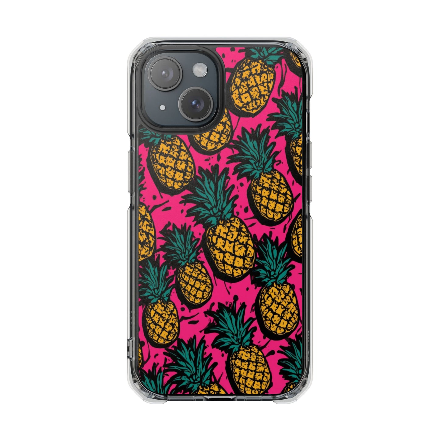 Pineapple Pop Clear Magnetic Phone Case — Impact-Resistant Tropical Design