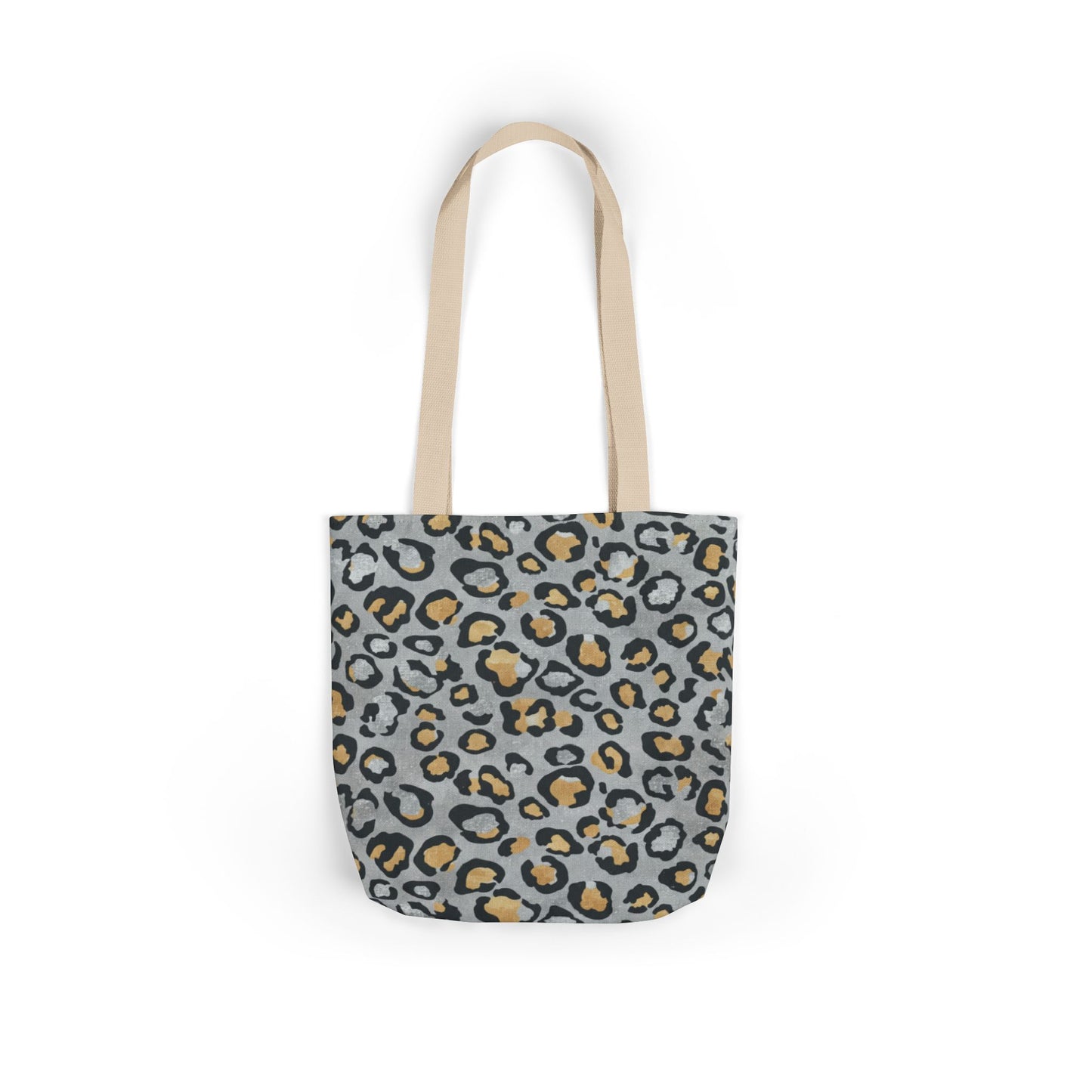 Leopard Print Canvas Tote Bag with Beige Straps