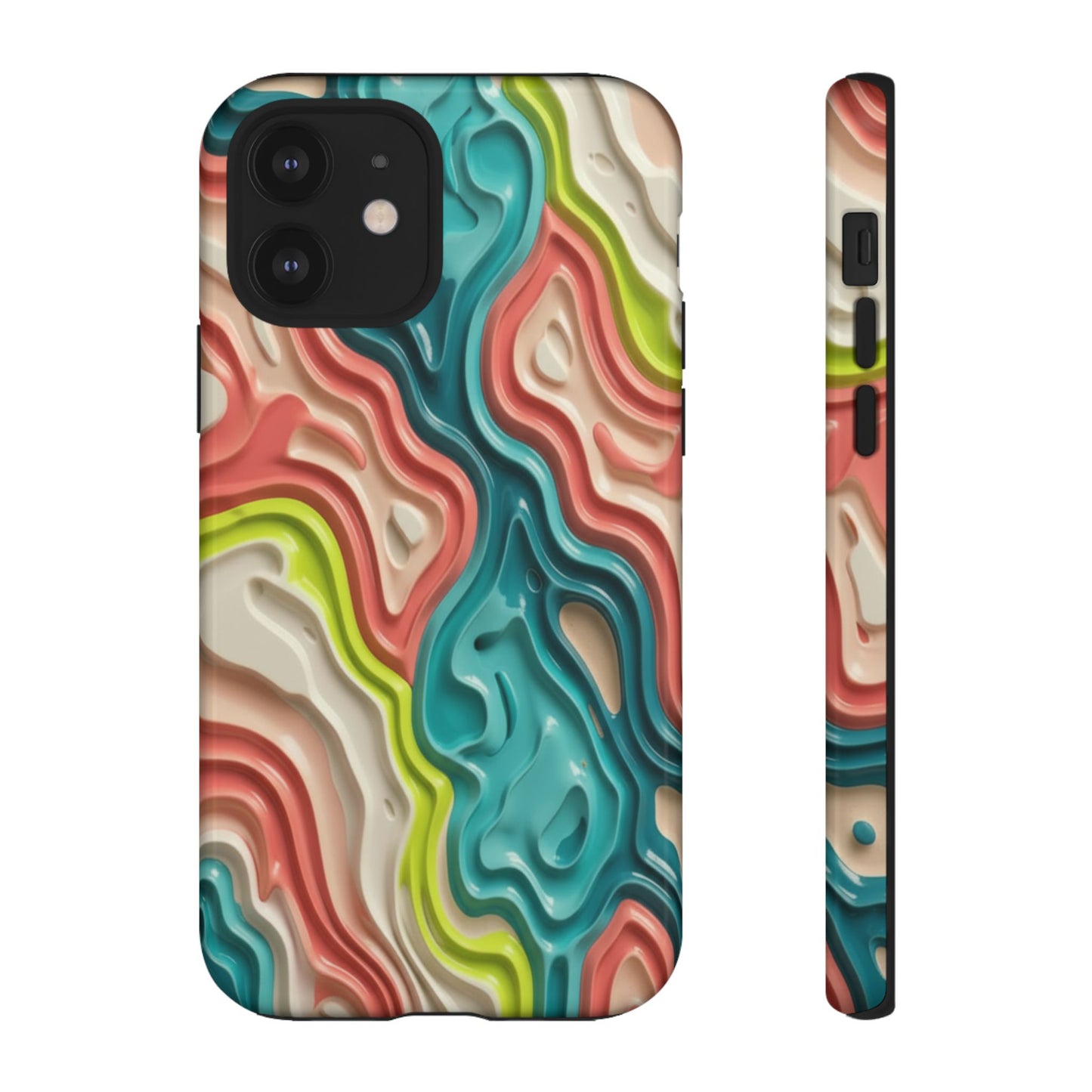 Abstract Contour Phone Case — Colorful Topographic Pattern Tough Case