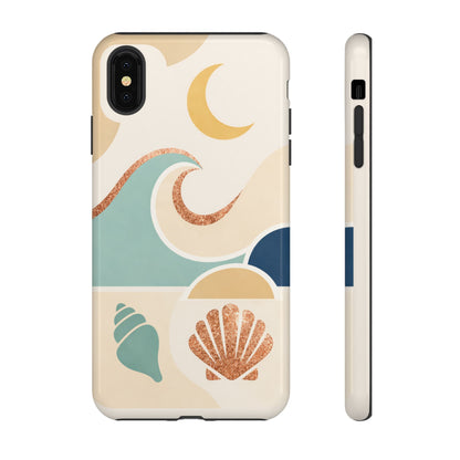 Sea Breeze Tough Phone Case — Retro Waves & Shells Design