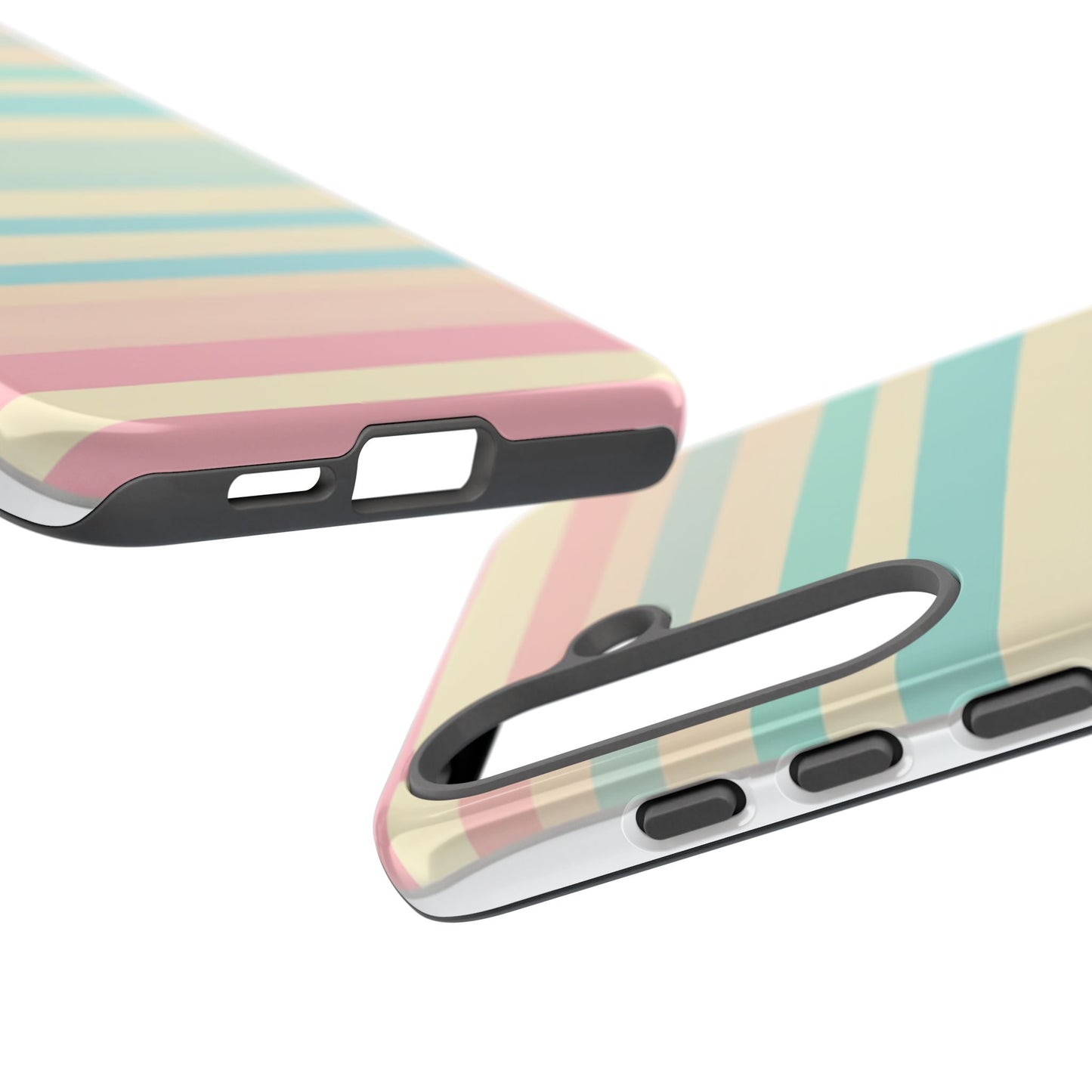 Pastel Striped Tough Phone Case – Protective Retro Rainbow Design