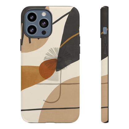 Abstract Earth Tone Phone Case — Mid-Century Minimalist Tough Case