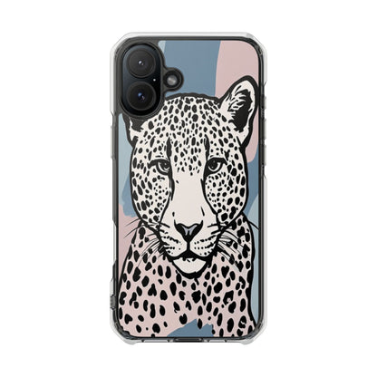 Clear Magnetic Phone Case — Leopard Art Protective Impact Cover