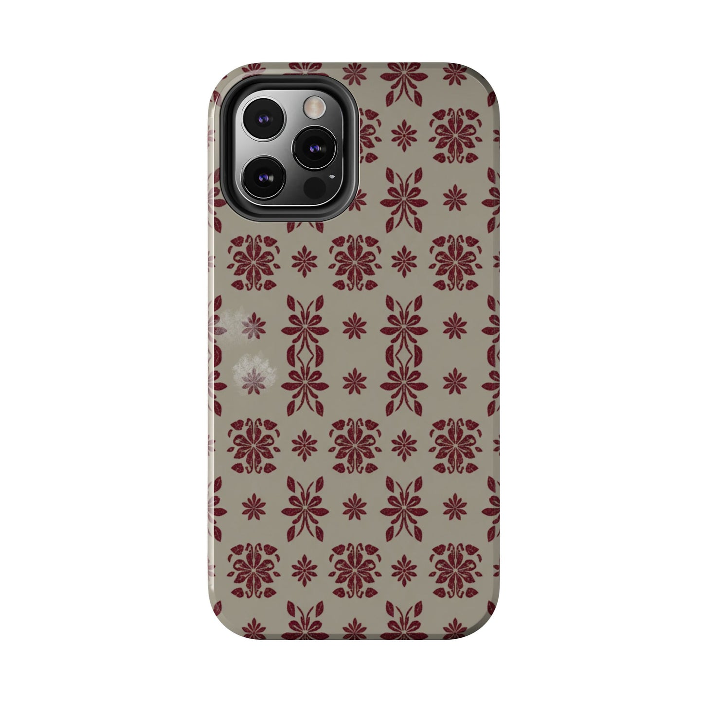 Tough Phone Case — Vintage Red Floral Pattern Protective Cover
