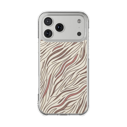 Clear Magnetic Phone Case — Neutral Beige Abstract Zebra Print