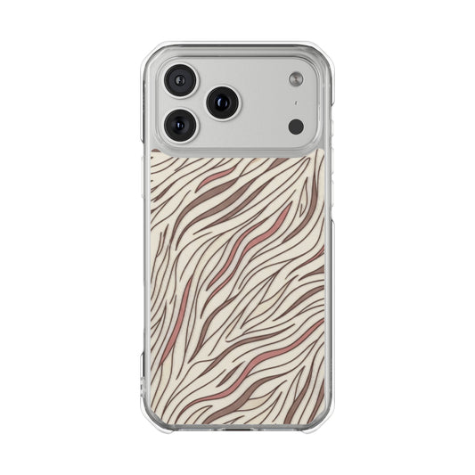 Clear Magnetic Phone Case — Neutral Beige Abstract Zebra Print