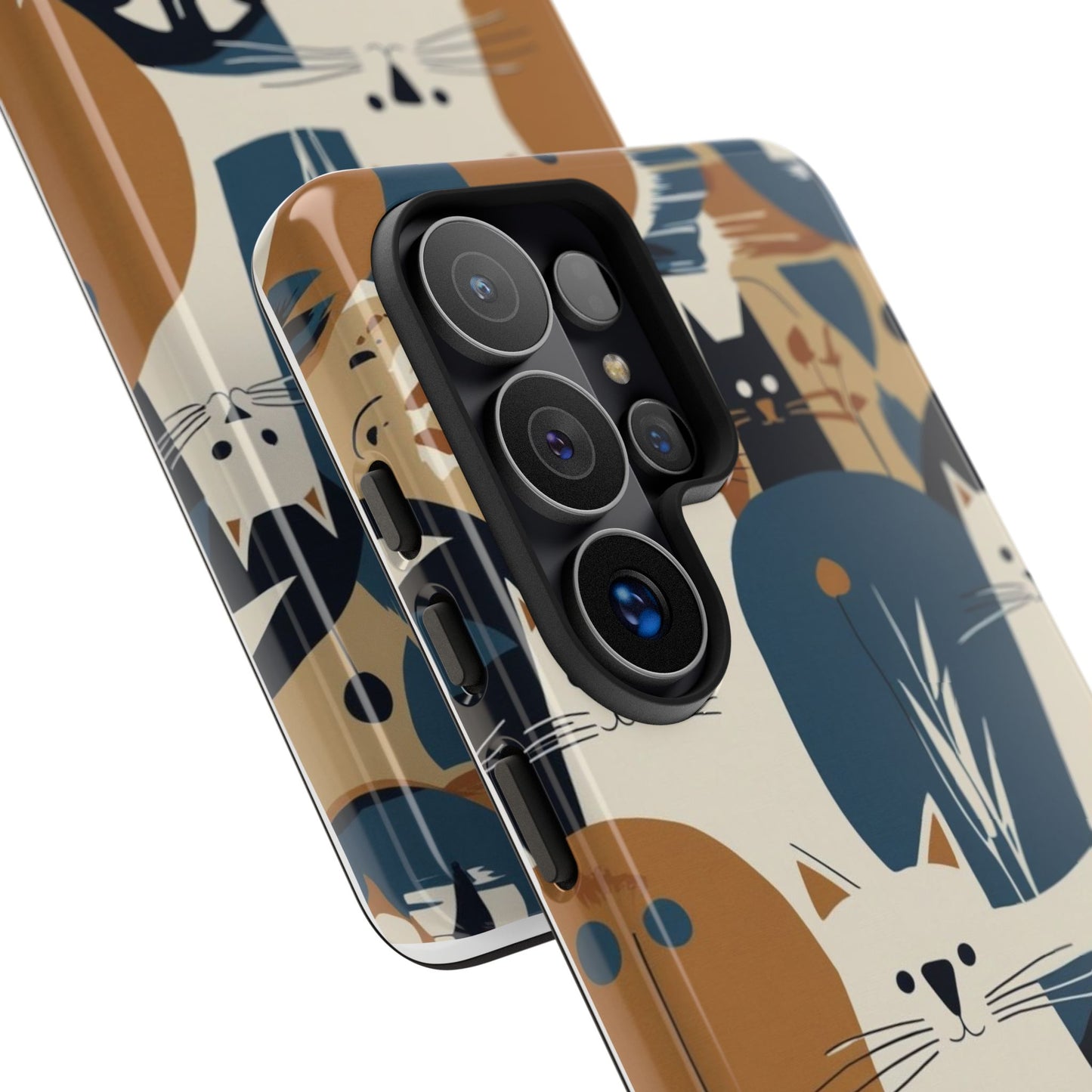 Cat Pattern Phone Case – Retro Abstract Cats Protective iPhone Cover