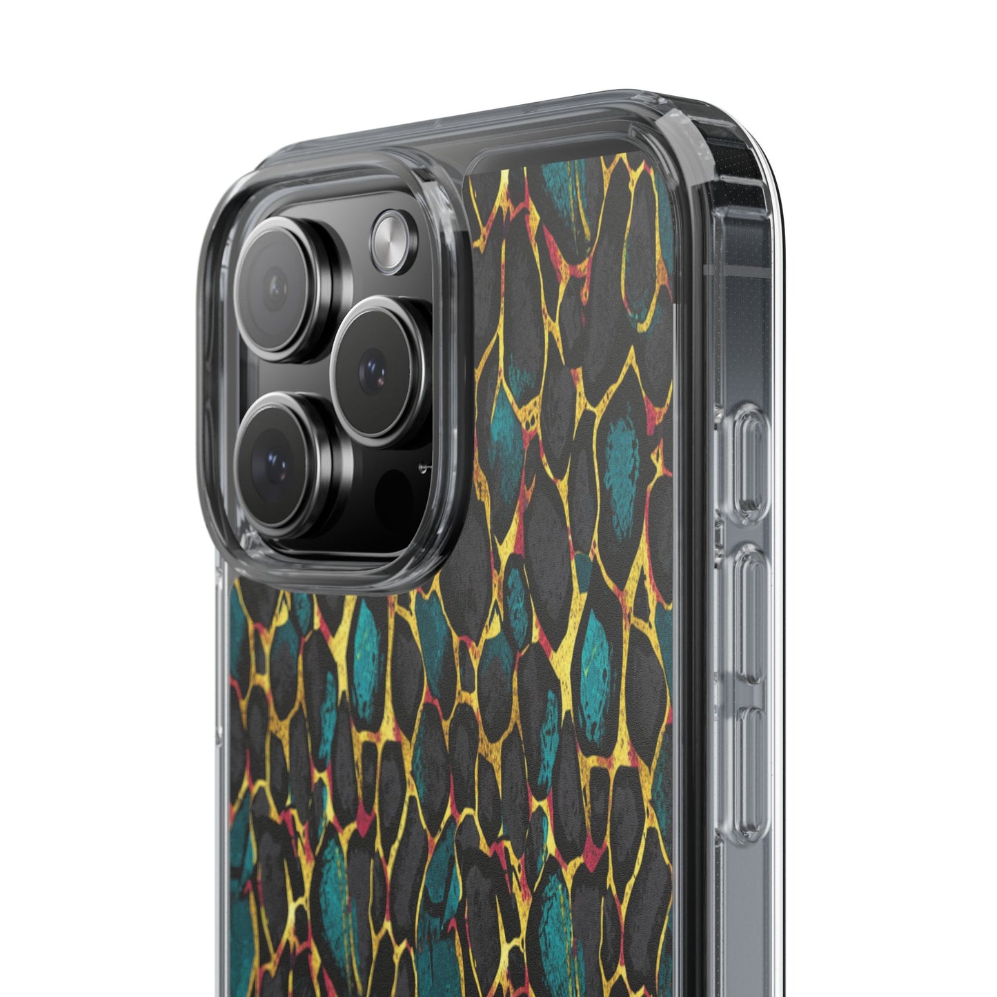 Teal Gold Leopard Clear Phone Case