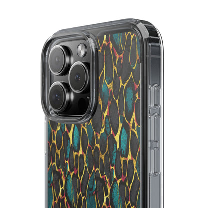 Teal Gold Leopard Clear Phone Case