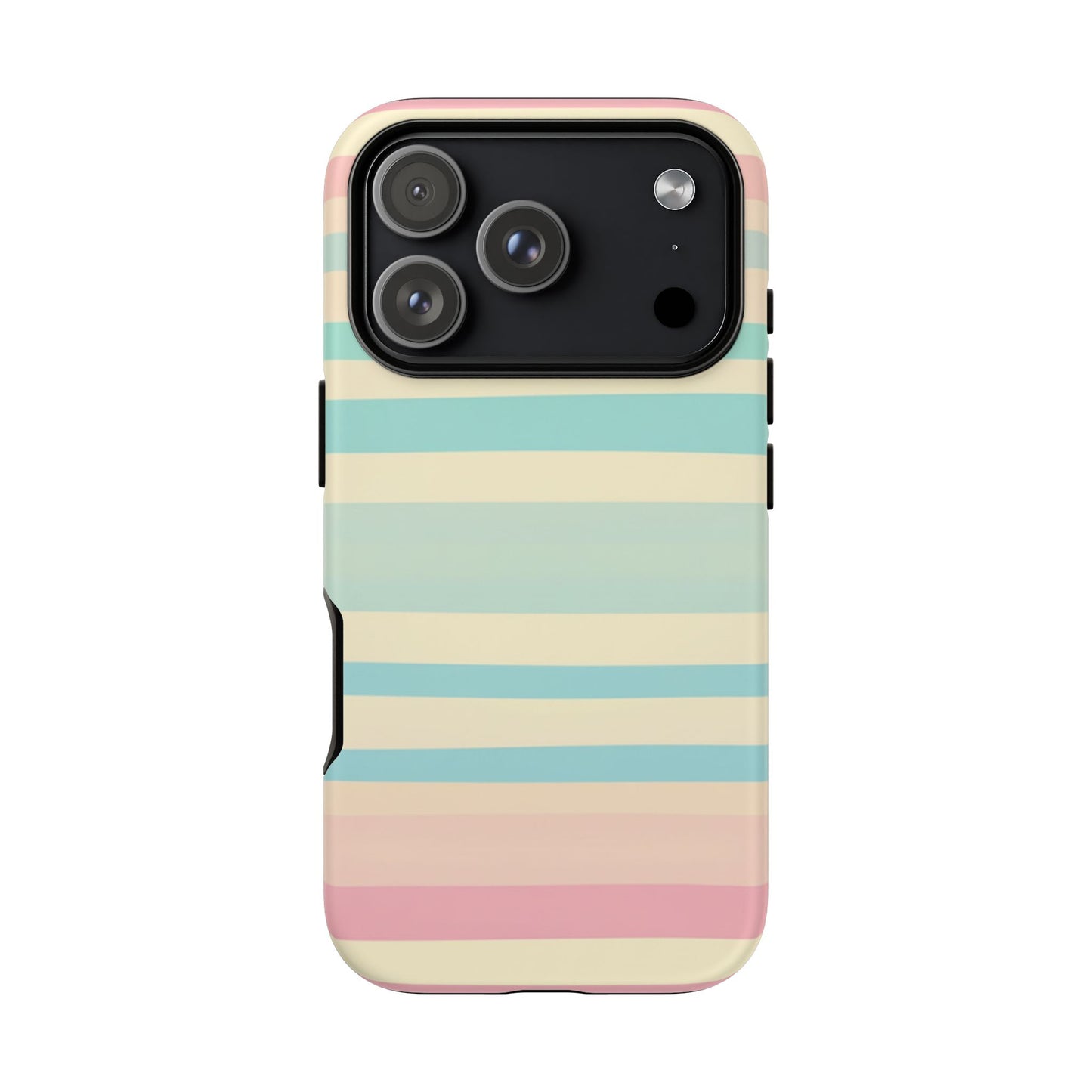 Pastel Striped Tough Phone Case – Protective Retro Rainbow Design