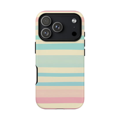 Pastel Striped Tough Phone Case – Protective Retro Rainbow Design