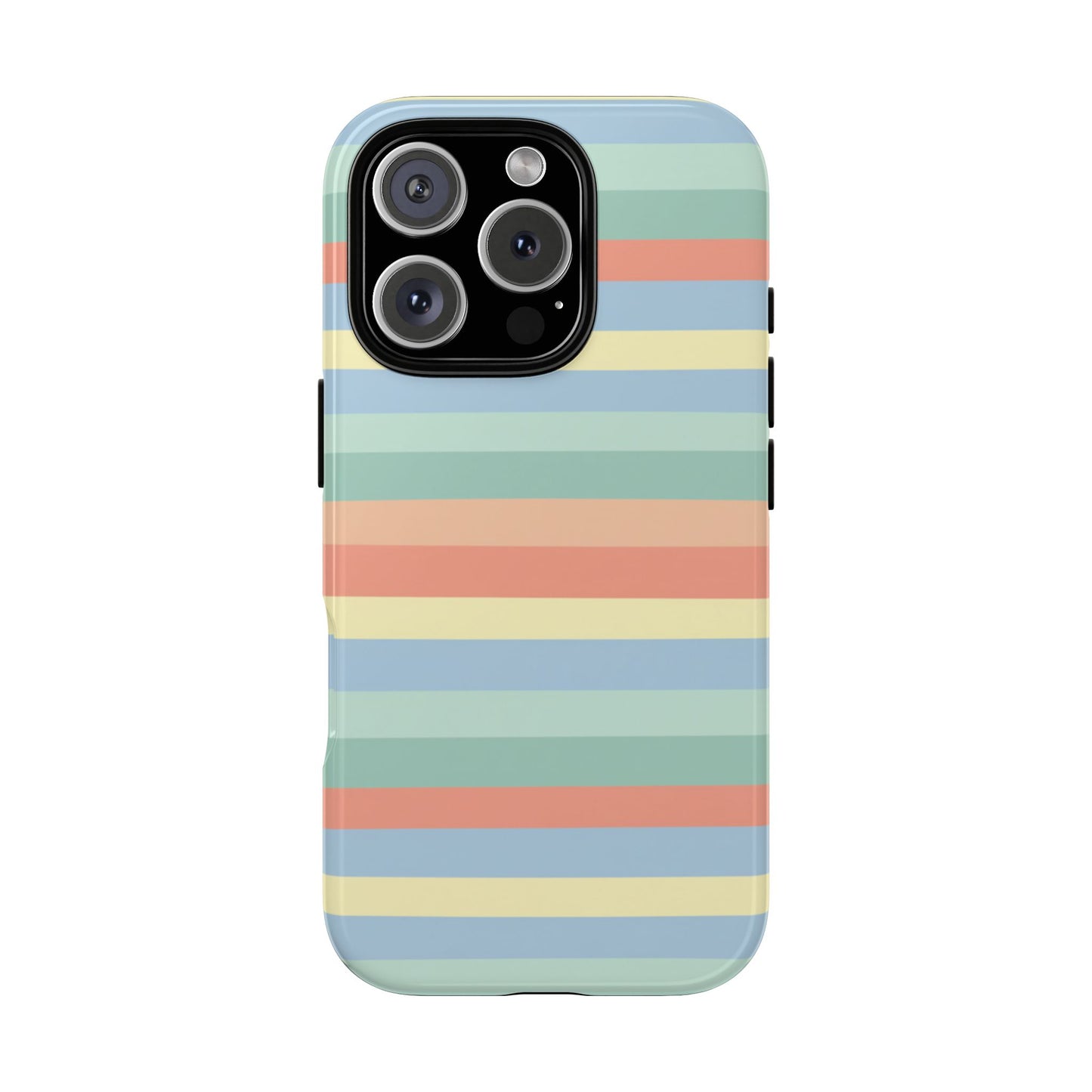 Pastel Striped Phone Case — Retro Horizontal Multi-Color Tough Case
