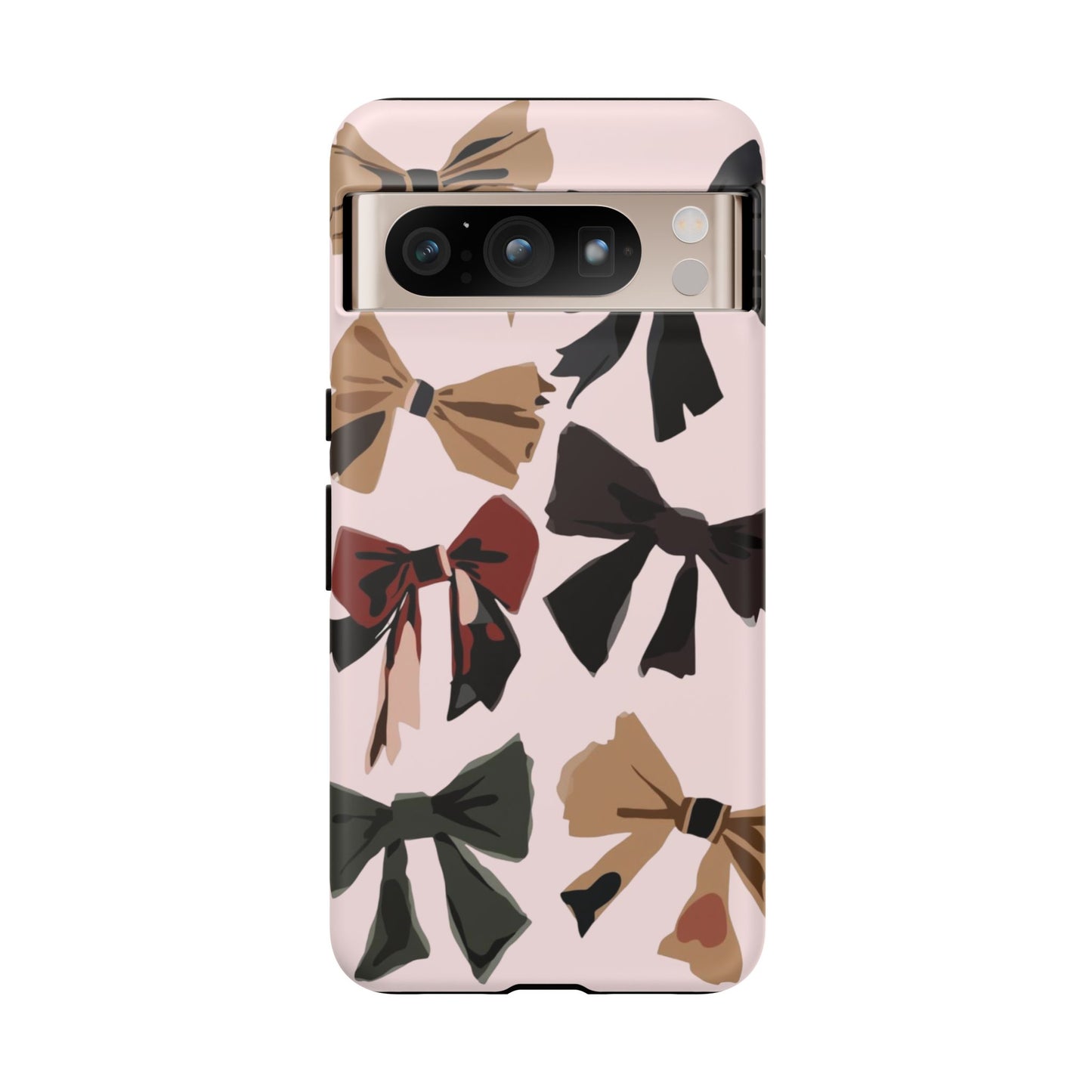 Bow Pattern Phone Case - Pink, Brown & Black Bows Protective Cover