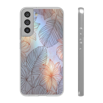 Floral Holographic Phone Case — Iridescent Leaves & Flowers Flexi Case