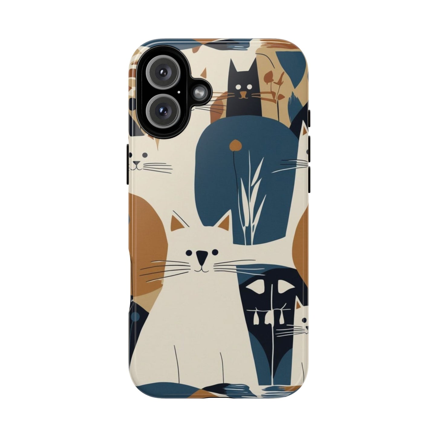 Cat Pattern Phone Case – Retro Abstract Cats Protective iPhone Cover