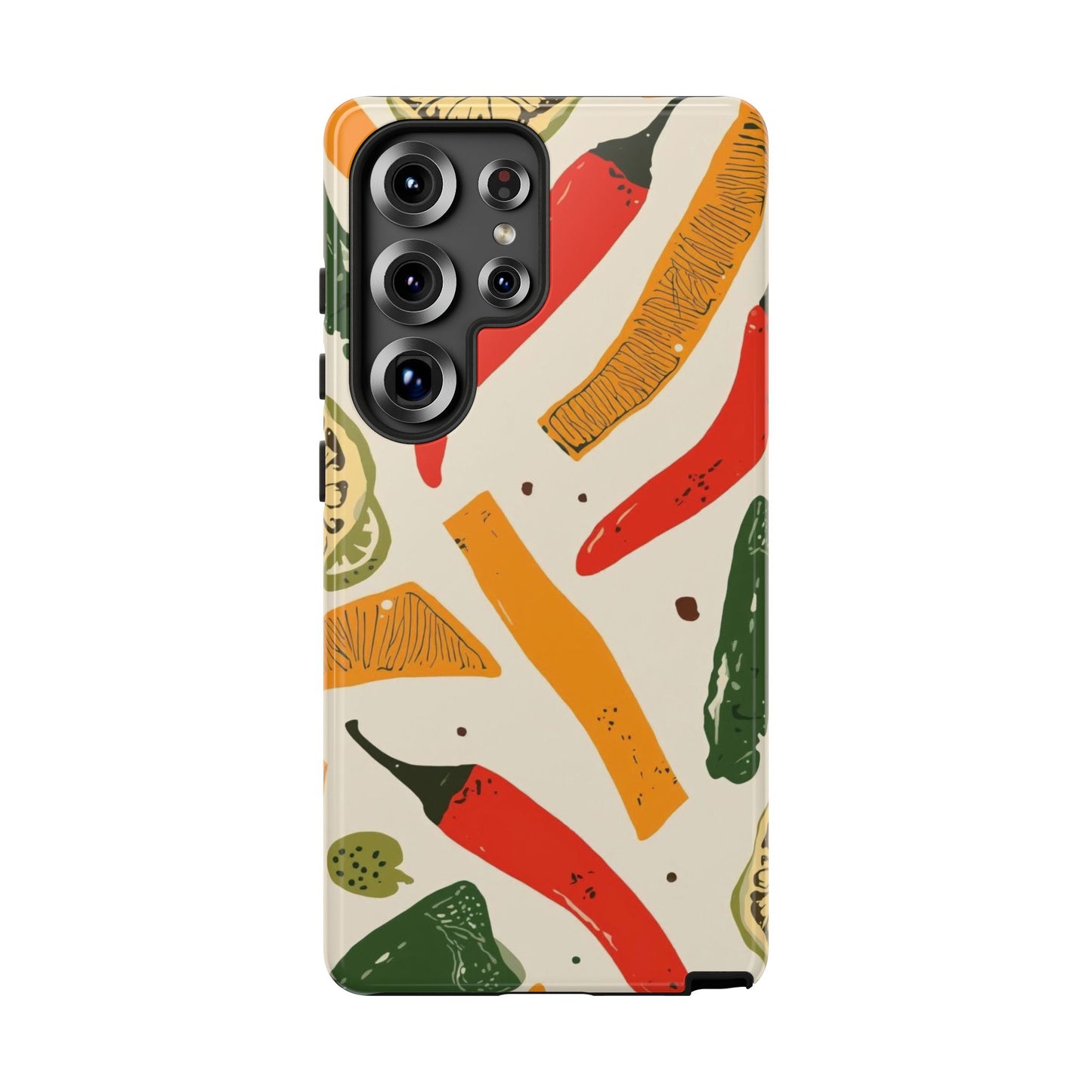 Spicy Peppers Phone Case – Colorful Chili, Lime & Citrus Pattern