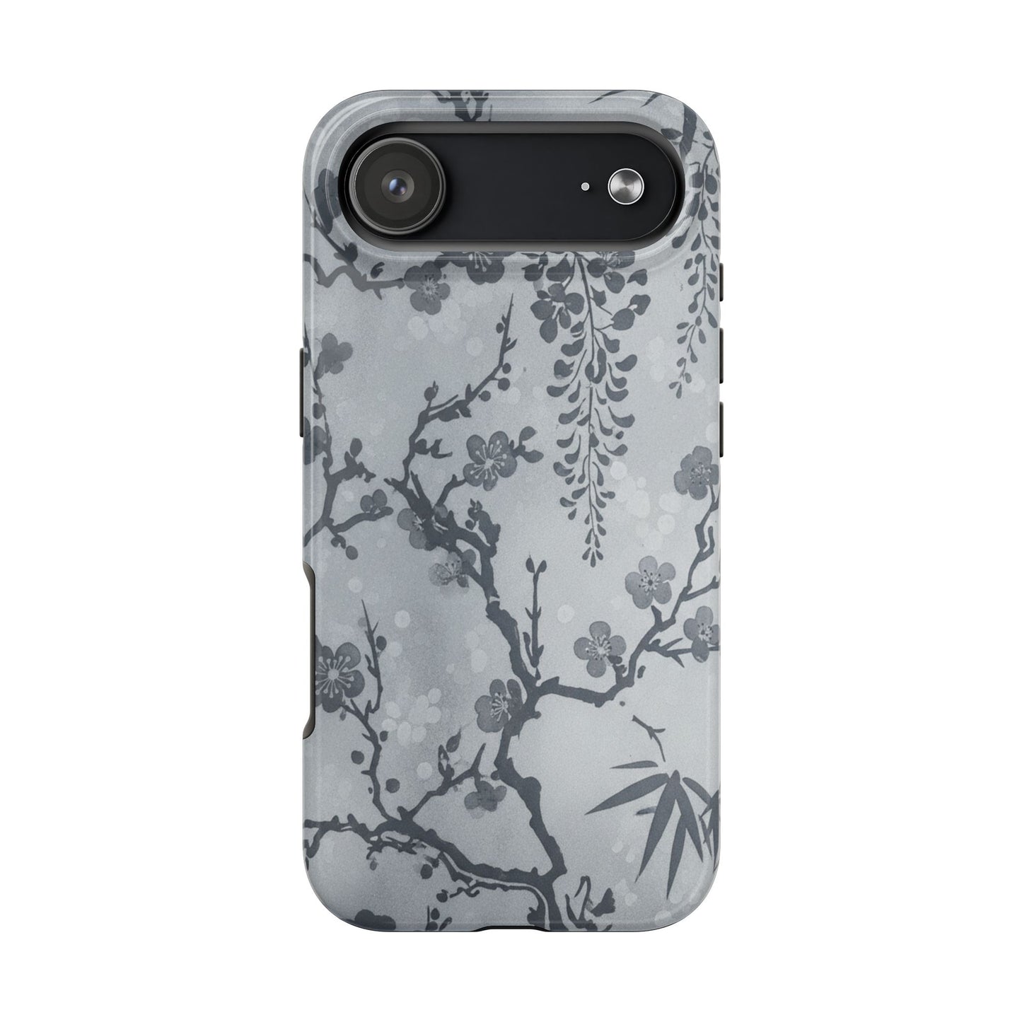 Tough Phone Case — Gray Cherry Blossom Ink Floral Design