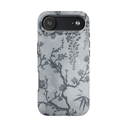Tough Phone Case — Gray Cherry Blossom Ink Floral Design