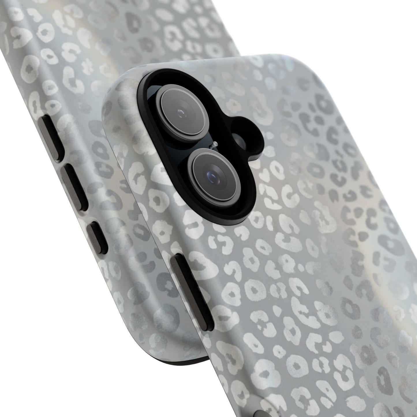 Grey Leopard Print Tough Phone Case — Durable Protective iPhone Cover