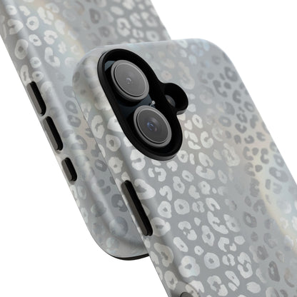 Grey Leopard Print Tough Phone Case — Durable Protective iPhone Cover