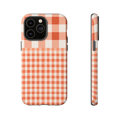 Buffalo Check Tough Phone Case — Orange Gingham Protective Cover