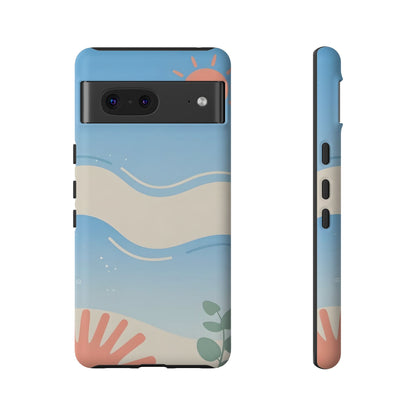 Beach Waves Tough Phone Case — Summer Sun & Seashell Protective Cover